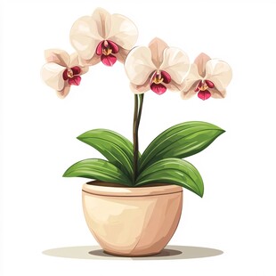 盆栽蝴蝶兰插画