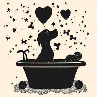 狗狗惬意泡澡图