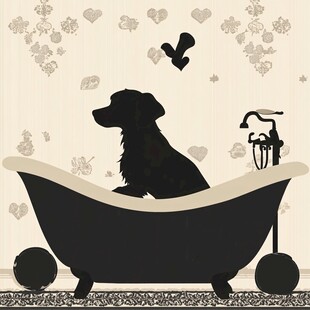 浴缸中的狗狗剪影图案