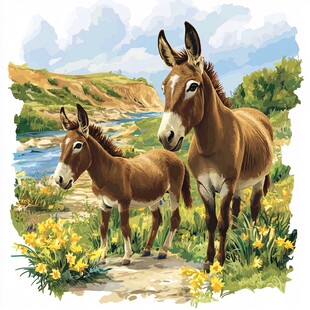 田野中母子驴的温馨画面