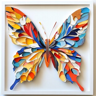 多彩立体纸艺蝴蝶装饰画