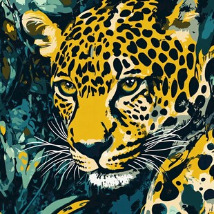 豹的艺术插画特写
