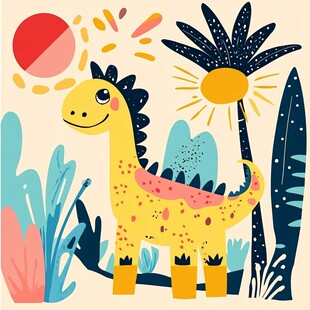 可爱小恐龙的奇幻植物世界