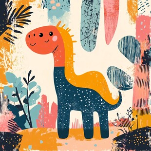 可爱恐龙的奇幻丛林世界