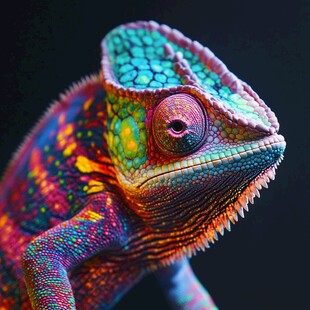 五彩斑斓变色龙特写