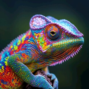 五彩斑斓变色龙特写