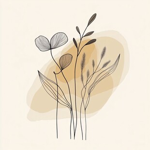简约手绘植物插画
