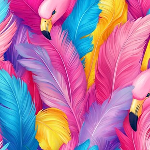 火烈鸟与多彩羽毛的梦幻画面