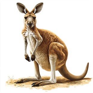 站立的健壮袋鼠形象