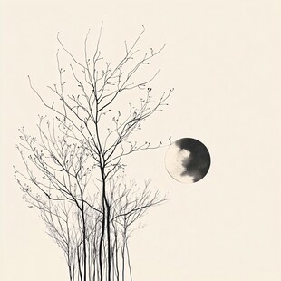 月夜枯树景
