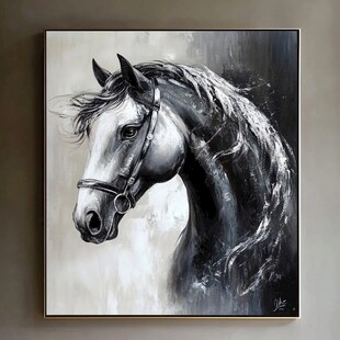 黑白骏马艺术画作