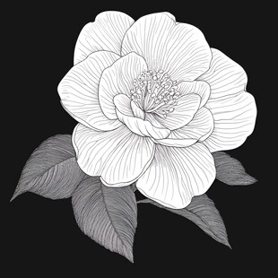 黑白线条绘就的精致花卉