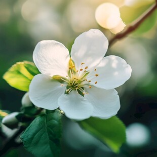 洁白苹果花 光影中的绽放