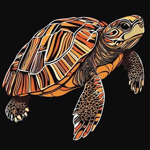 彩色条纹乌龟插画