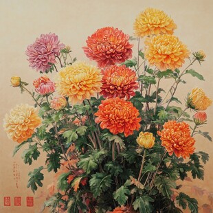 多彩菊花绽放中式之美