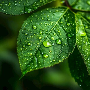 绿叶上晶莹的水珠