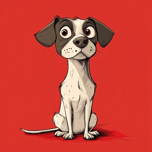 可爱黑白小狗的趣味插画