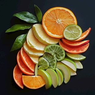 多彩切片水果拼盘展示