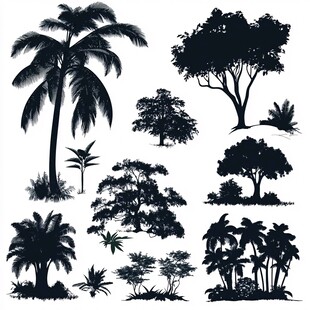 热带树木剪影集合