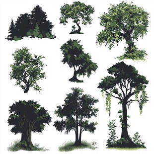 多样树木剪影素材集合