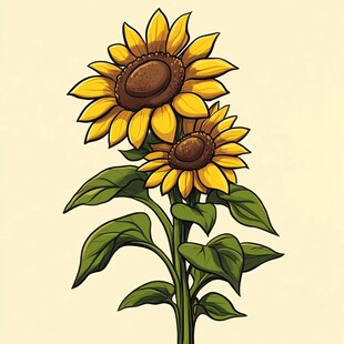 两朵向日葵插画