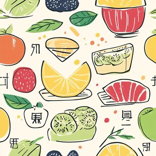 缤纷水果手绘风图案素材