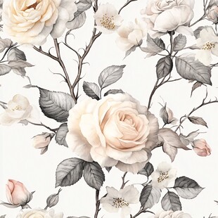 淡雅玫瑰花卉图案壁纸