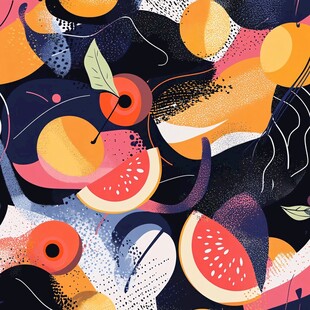 缤纷水果抽象艺术图案