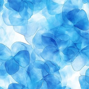 蓝色水彩风花朵图案背景