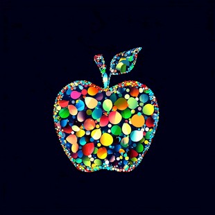 彩色圆点构成的艺术苹果