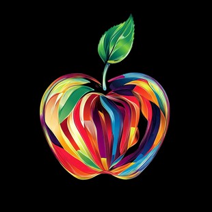 彩色抽象苹果插画艺术图