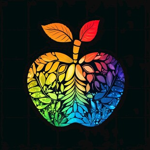 多彩树叶构成的艺术苹果