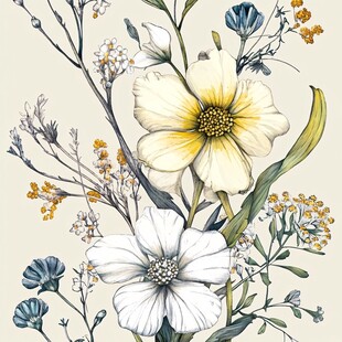 手绘花卉插画 清新自然风