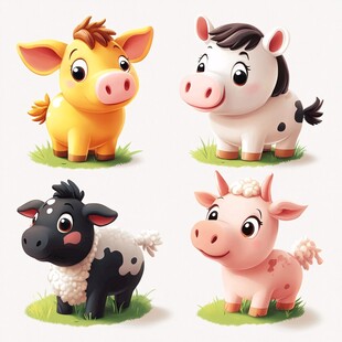 可爱卡通家畜四小只
