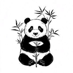 熊猫抱竹图
