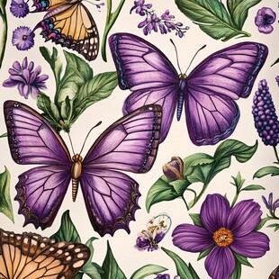 紫色蝶花图案精美插画