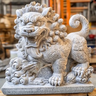 石狮子雕刻艺术品展示