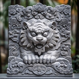 石雕虎首 尽显古朴神韵
