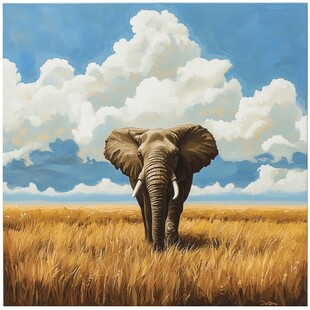 草原上独行的大象