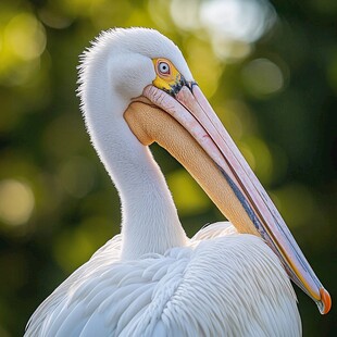 优雅白鹈鹕特写