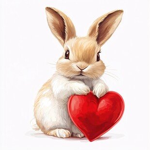 可爱小兔抱红心