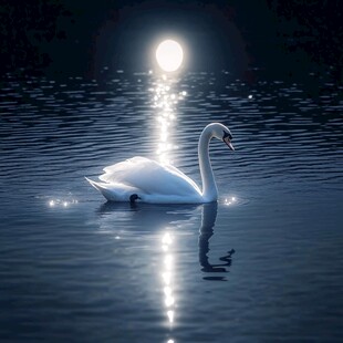 月光下的优雅天鹅