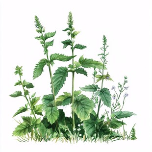 手绘清新绿植组合画面