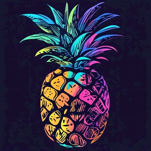 彩色手绘风的个性菠萝图案