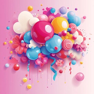 梦幻多彩气球花卉组合