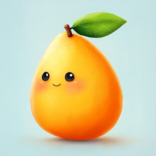 可爱笑脸黄梨插画