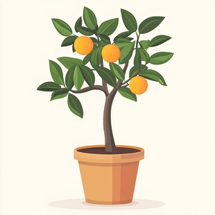 盆栽橘子树 果实绿叶相伴
