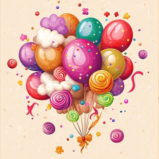 缤纷气球糖果欢乐插画