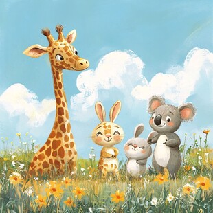 草地上的可爱动物们