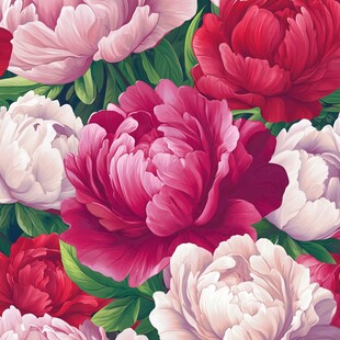 多彩牡丹花无缝花卉图案
